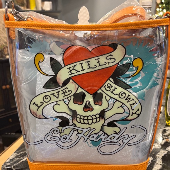 Ed Hardy Handbags - Ed Hardy Clear Tote with Orange Trim